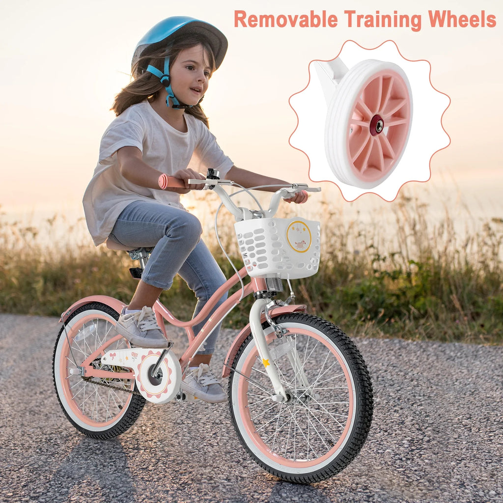 18 Inch Kids Bike with Training Wheels & Basket Purple Z600464