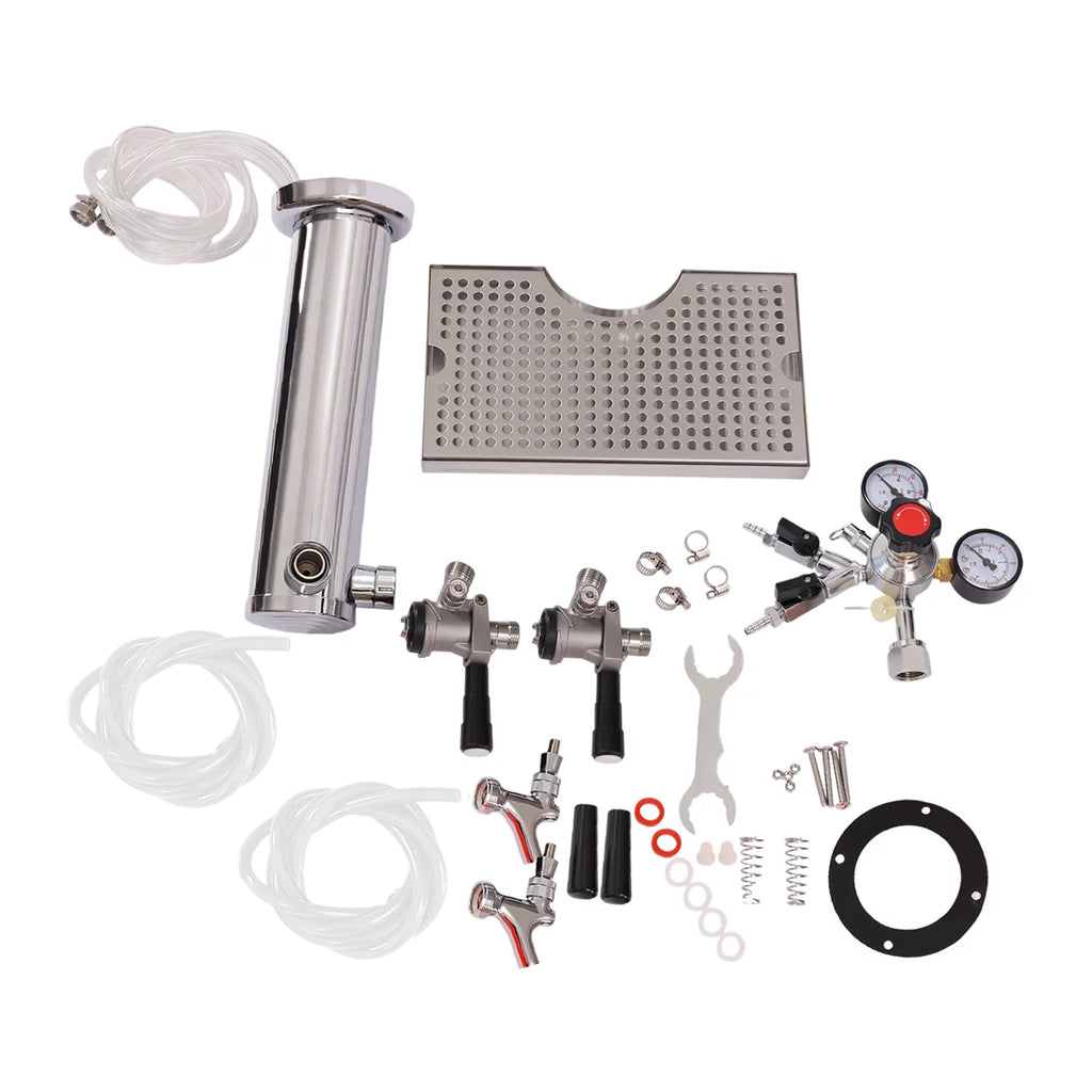Stainless Steel Double Tap Beer Conversion Kit with Dual Gauge Regulator E82420
