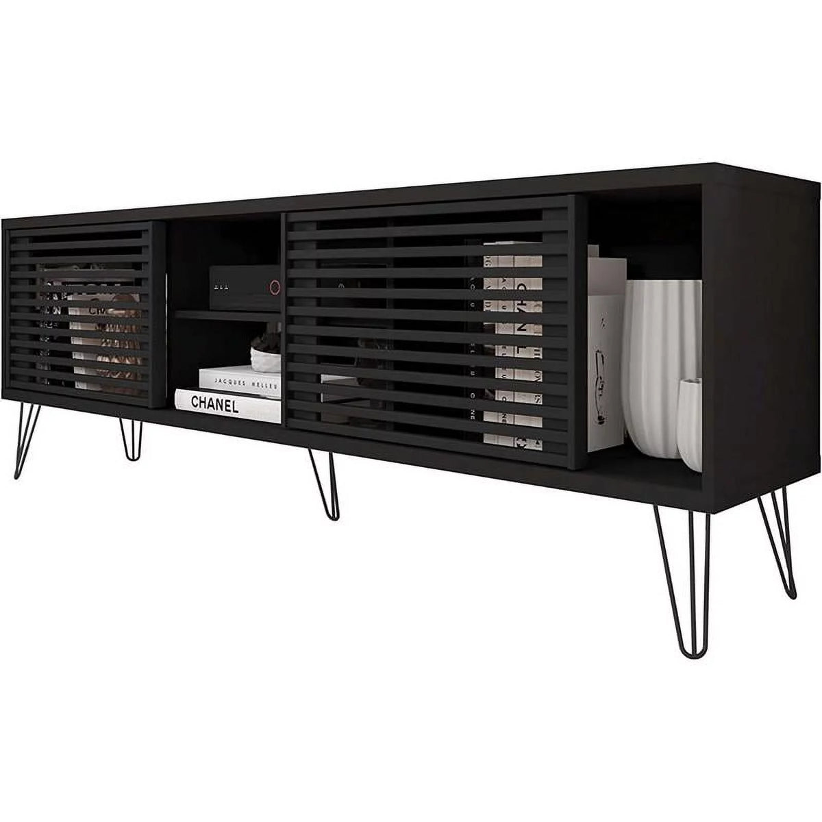 Black Mid-Century Modern TV Stand W991