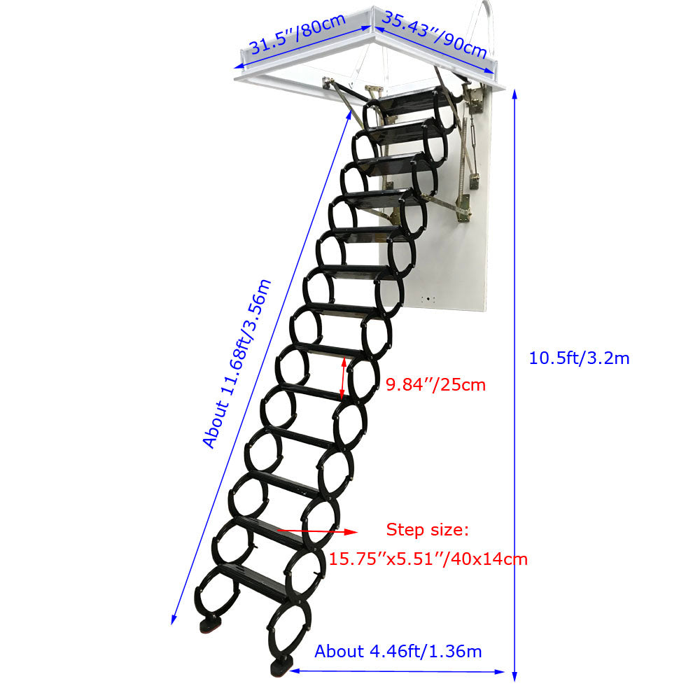 Black 13 Steps Telescopic Ladder Z993397