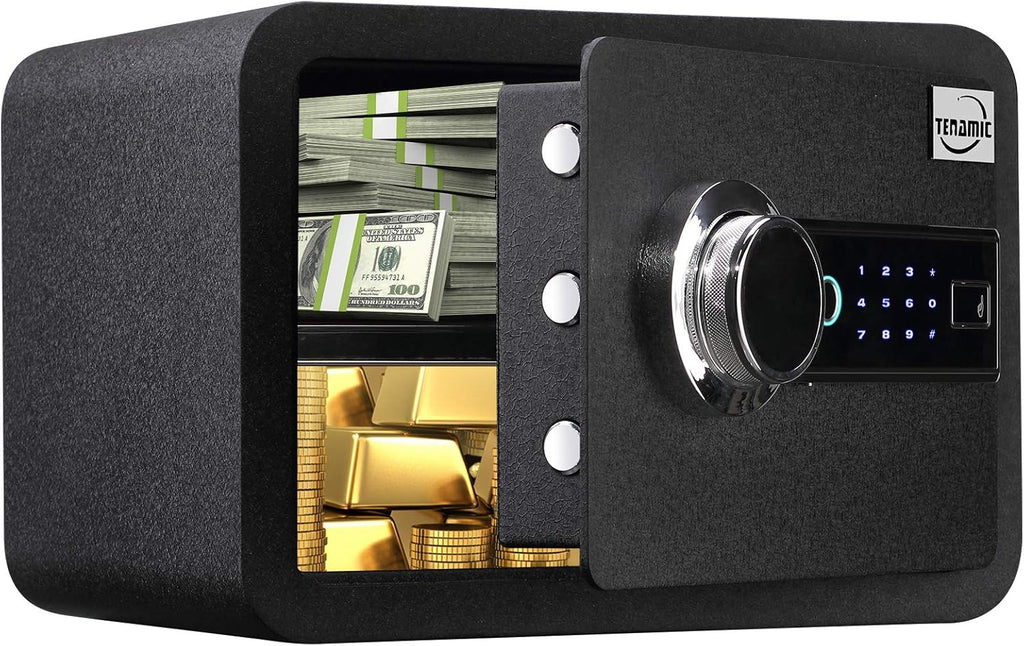 Black Solid Alloy Steel Biometric Fingerprint Safe Box M58493