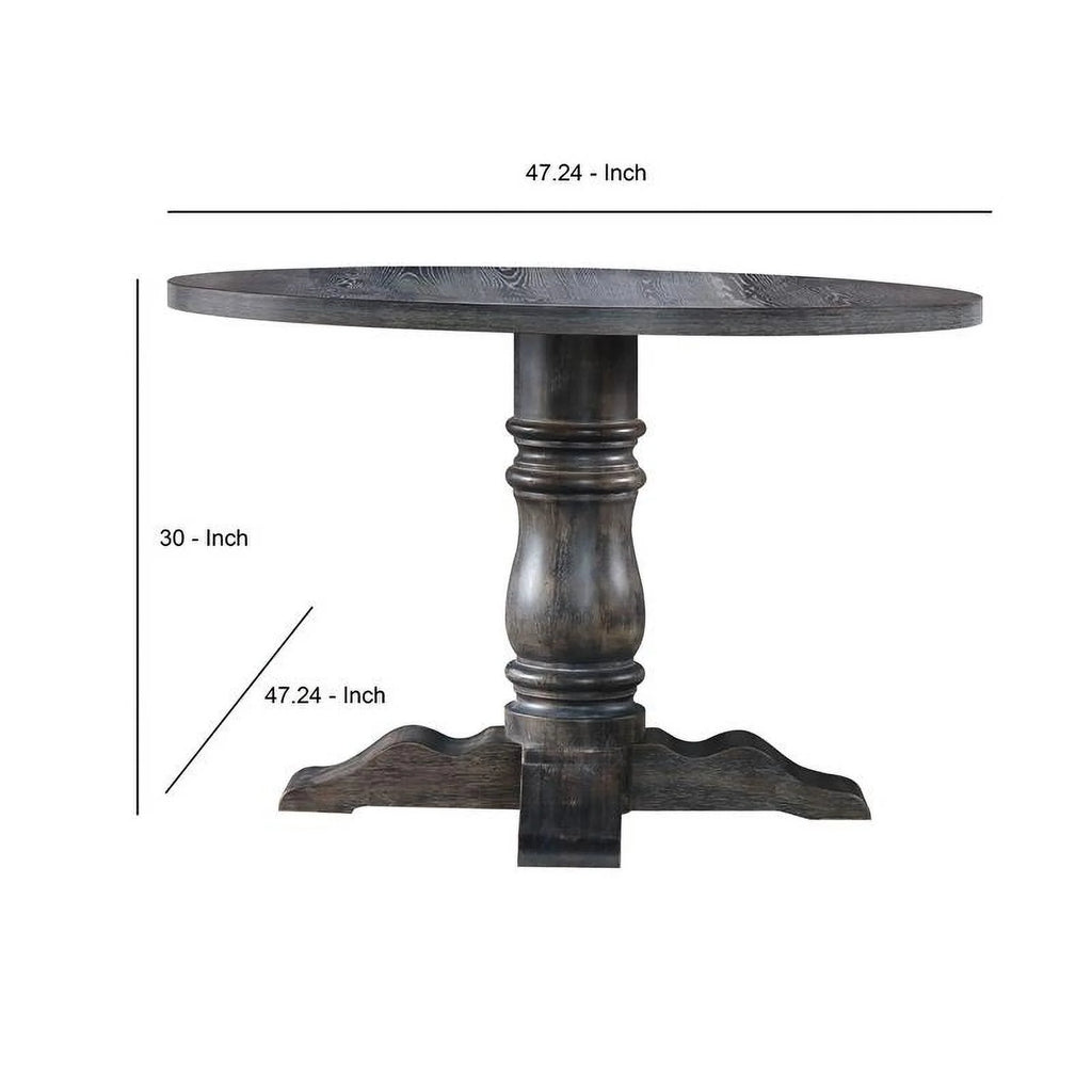 Weathered Gray Wooden Round Dining Table J934224
