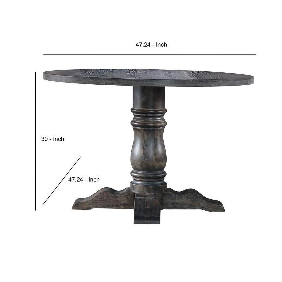Weathered Gray Wooden Round Dining Table J934224