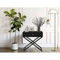 Black Wooden End Side Table Nightstand with Glass Top and Drawer B715958