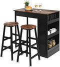 3 Piece Wooden Counter Height Pub Dining Set with 2 Stools J7260