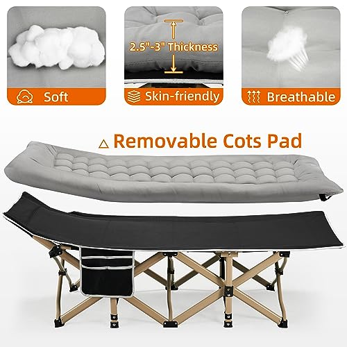 Portable Folding Camping Cot with Thick Mattress Grey Z815660