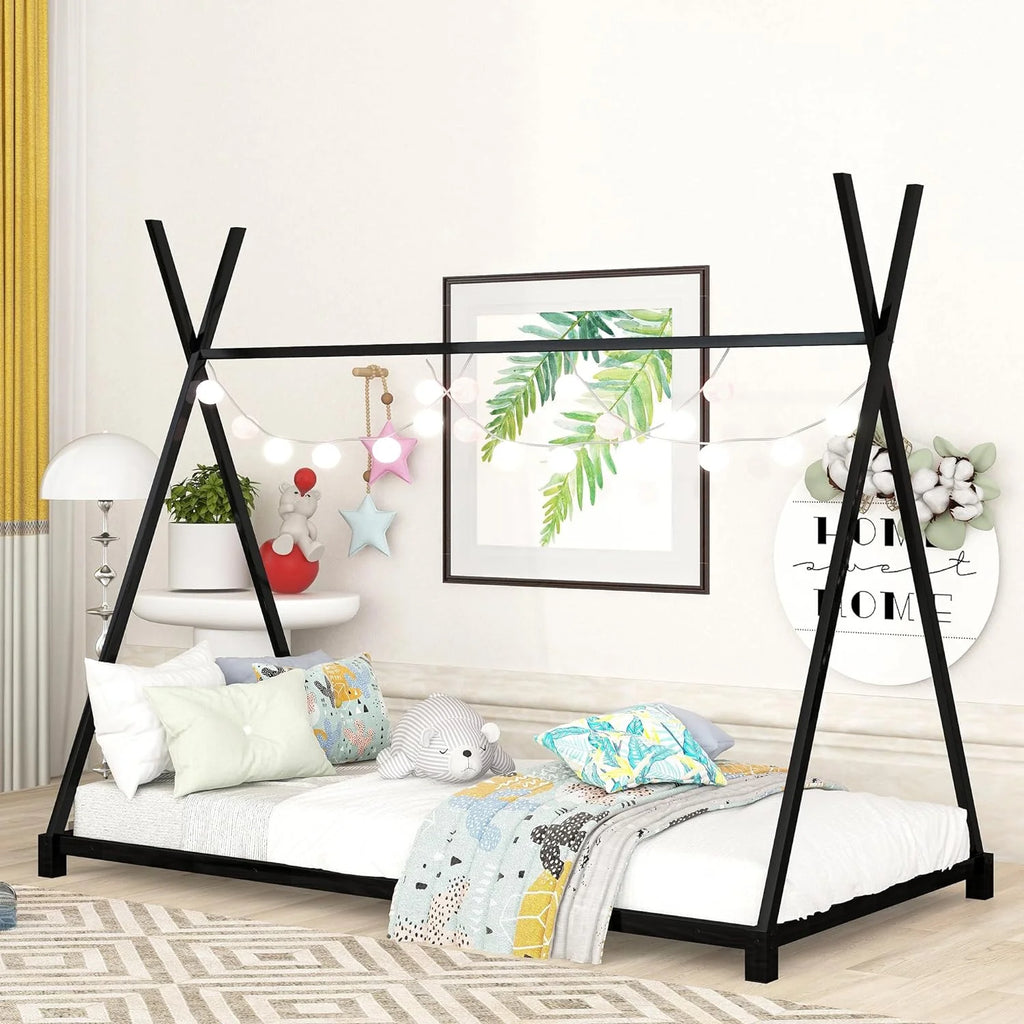 White Metal Toddler House Bed Frame S4389
