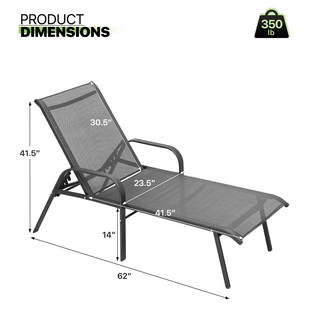 Set of 2 Grey Patio Lounge Chairs with Adjustable Backrest Y328600