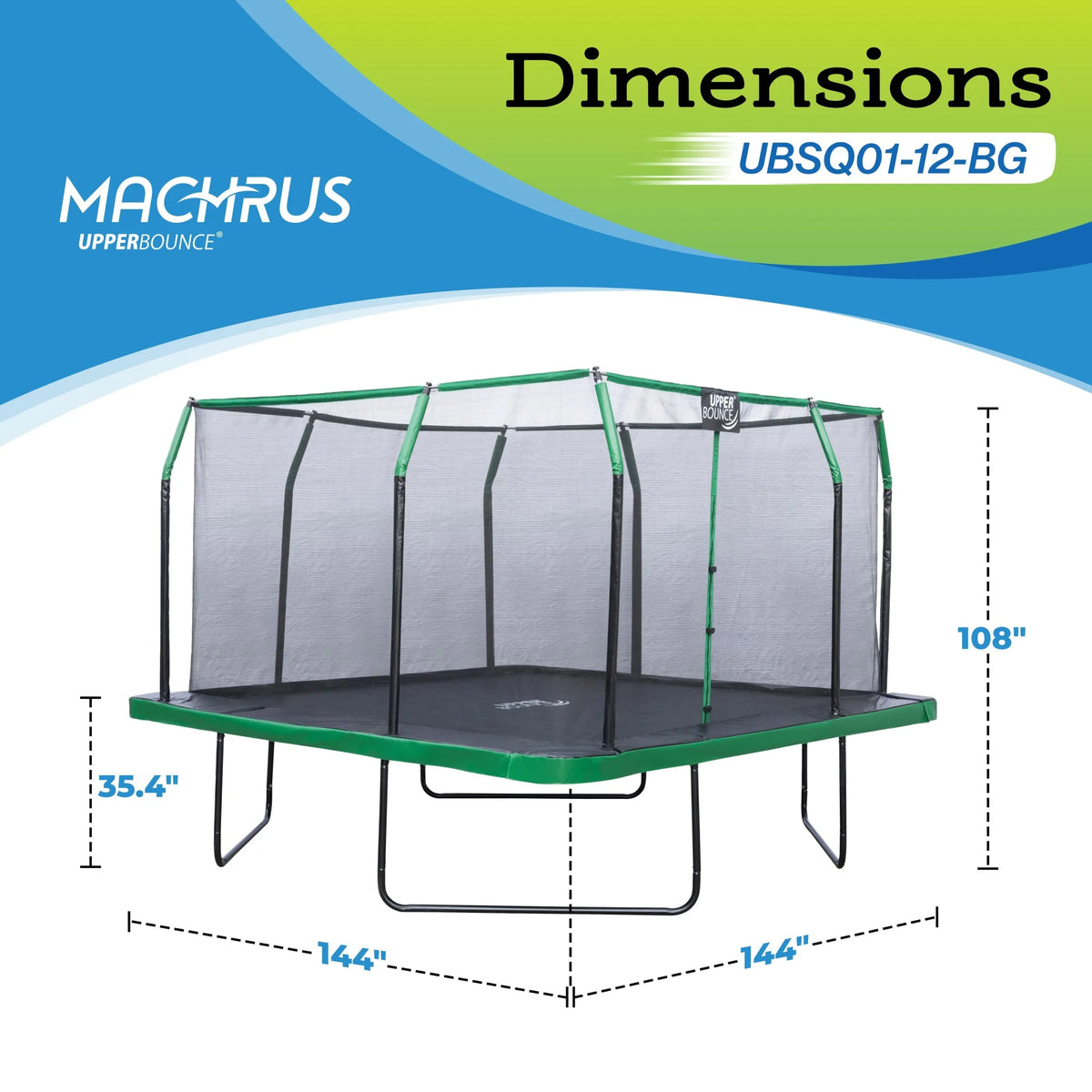 12 x 12 FT Square Trampoline Set with Enclosure and Safety Pad P942