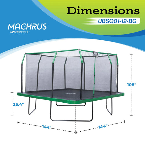 12 x 12 FT Square Trampoline Set with Enclosure and Safety Pad P942