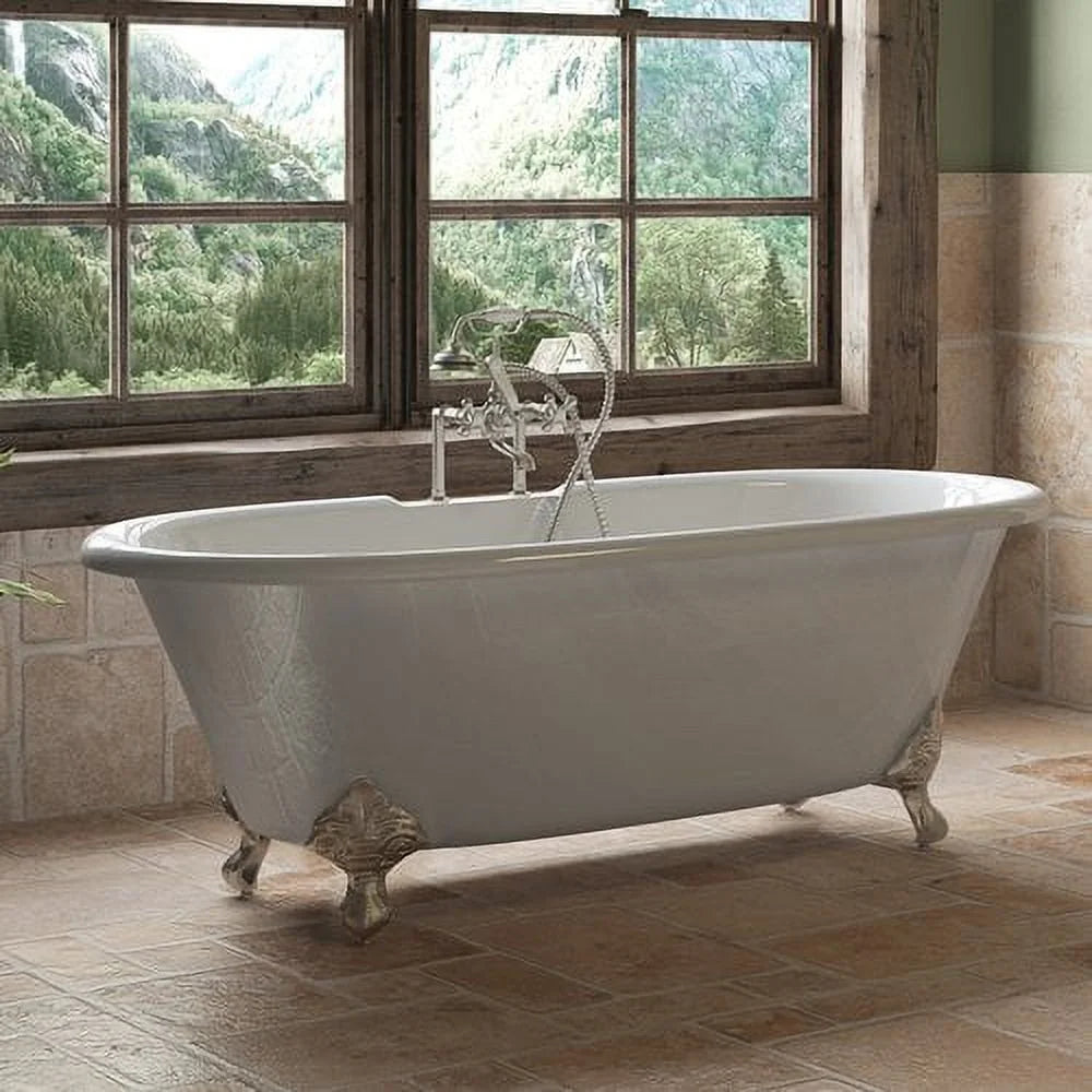 Cast Iron Double Ended Clawfoot Tub with Oil Rubbed Bronze Feet A98474