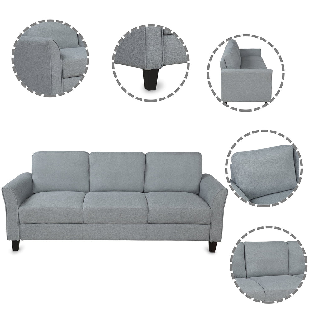 Gray Linen 3-Seat Sofa P474