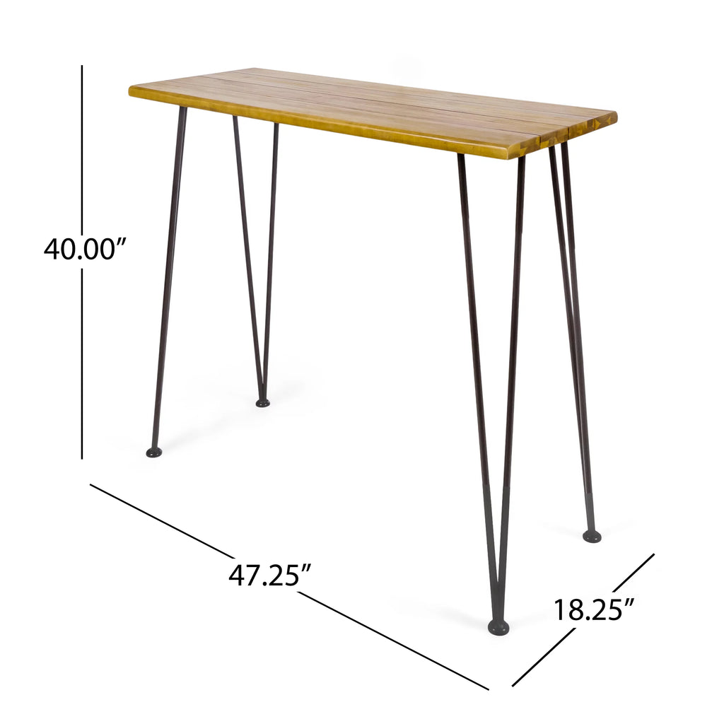 3 Piece Acacia Wood Bar Set with Iron Frame S58267