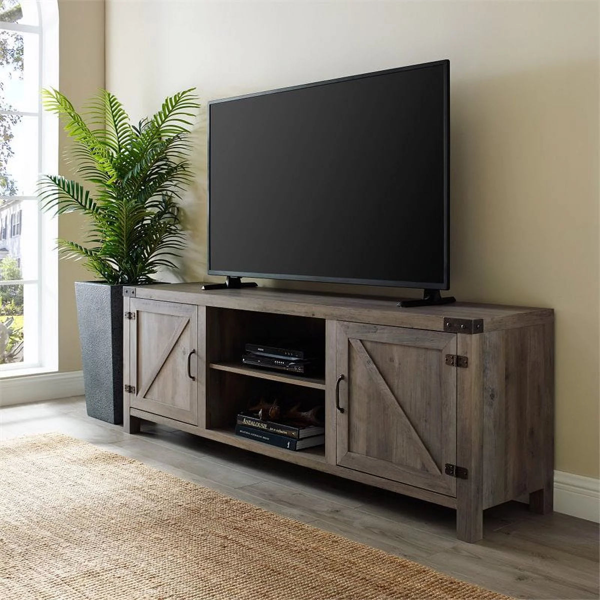 4 Piece TV Stand Coffee Table and 2 End Tables in Gray G49187