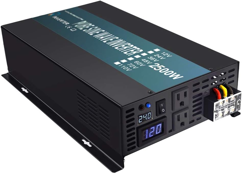 1000W Pure Sine Wave Car Power Inverter 12V DC to 120V AC with 2 AC Outlets E949380