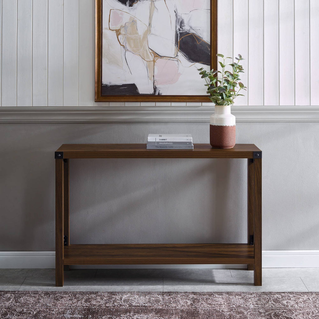 Rustic Farmhouse Entry Table Dark Walnut F10523