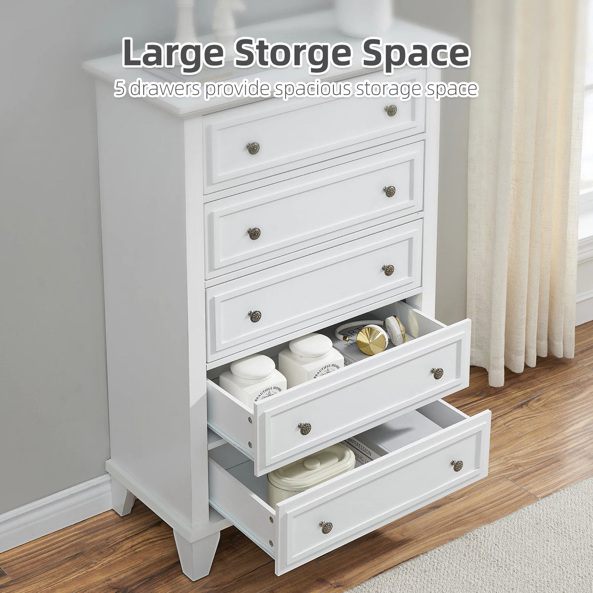 Black 5 Drawer Dresser L810