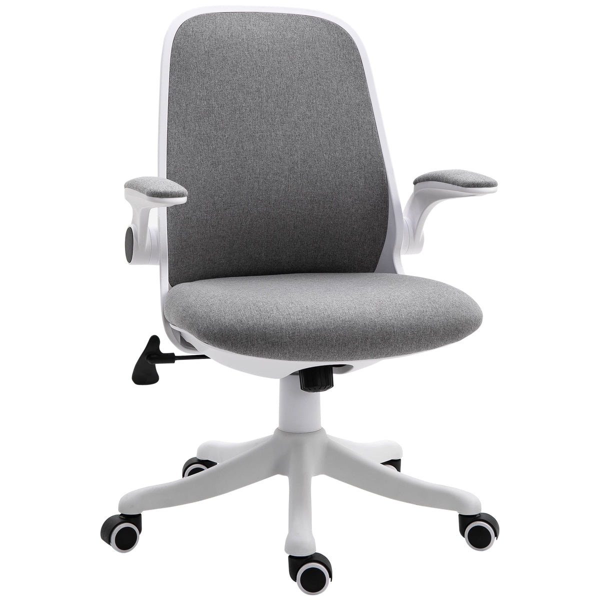 Grey Linen-Touch Fabric Office Chair with Flip-up Arms O566810