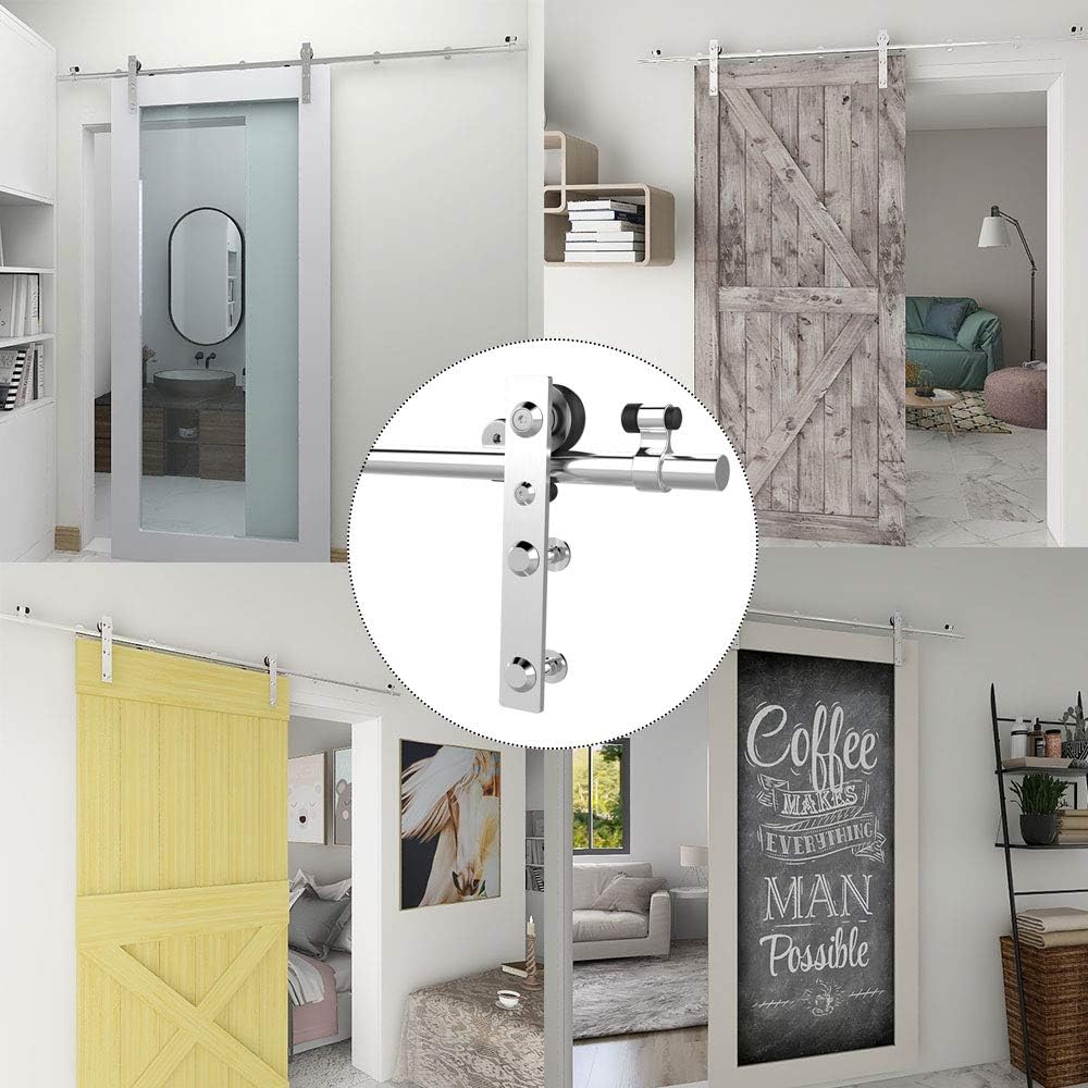 7FT Sliding Barn Door Hardware Kit, Top Mount Stainless Steel Heavy Duty Barn Door Track M4551