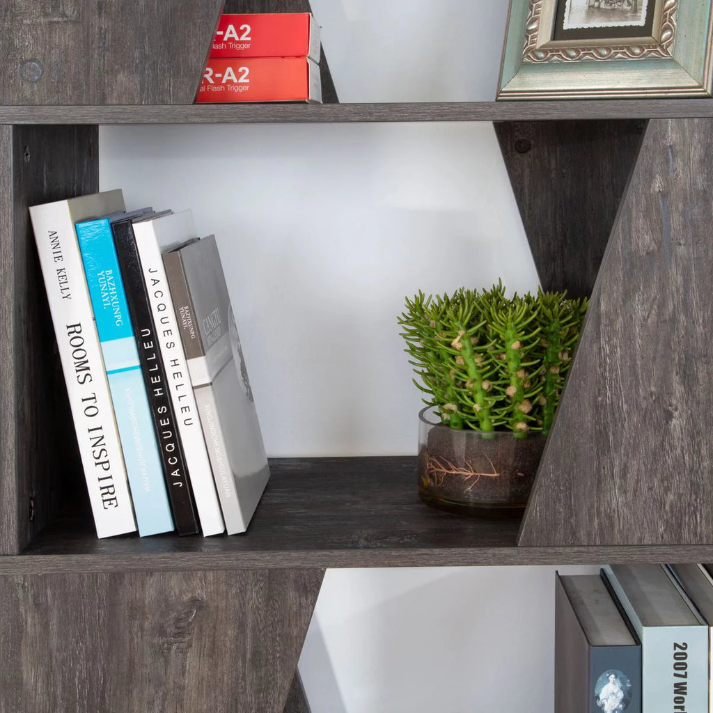 5-tier Wooden Bookcase in Washed Black Finish O174