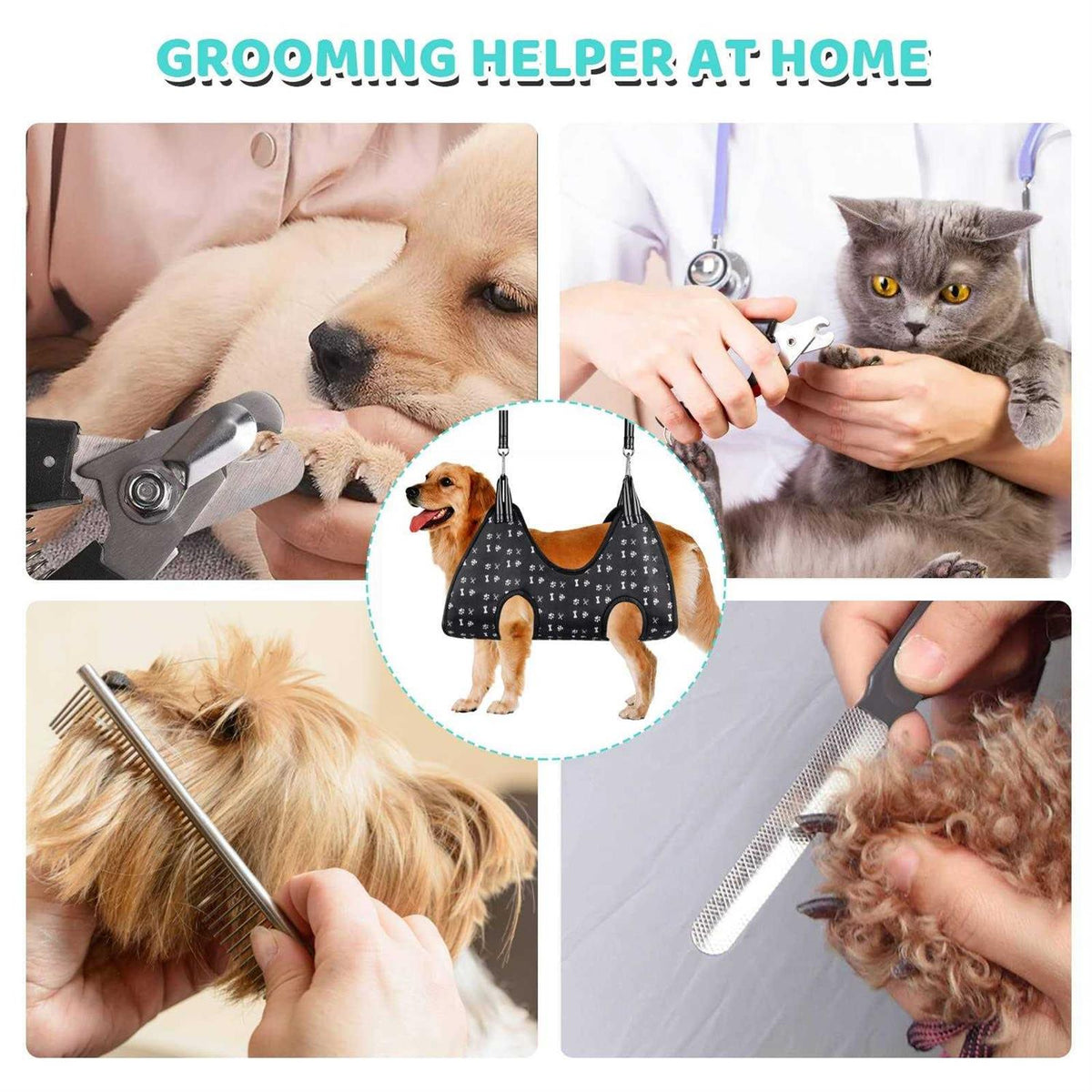 Pet Grooming Hammock Harness with Nail Clippers N538