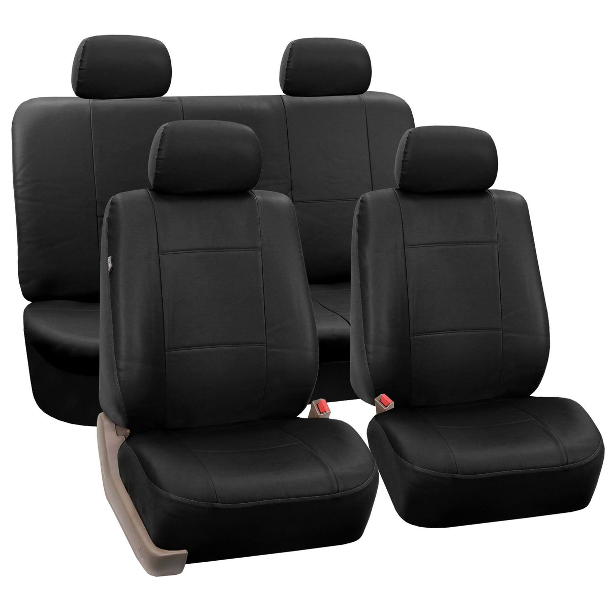 Black Faux Leather Full Set Seat Covers S5242