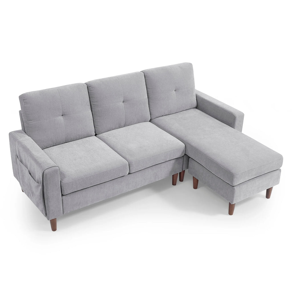 Light Grey Chenille Convertible Sectional Sofa S941069