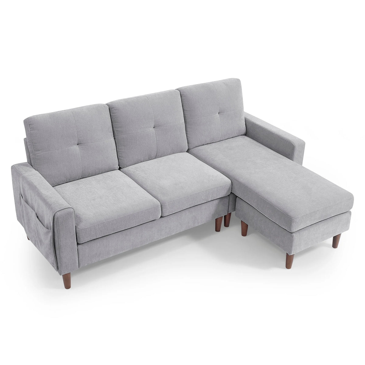 Light Grey Chenille Convertible Sectional Sofa S941069