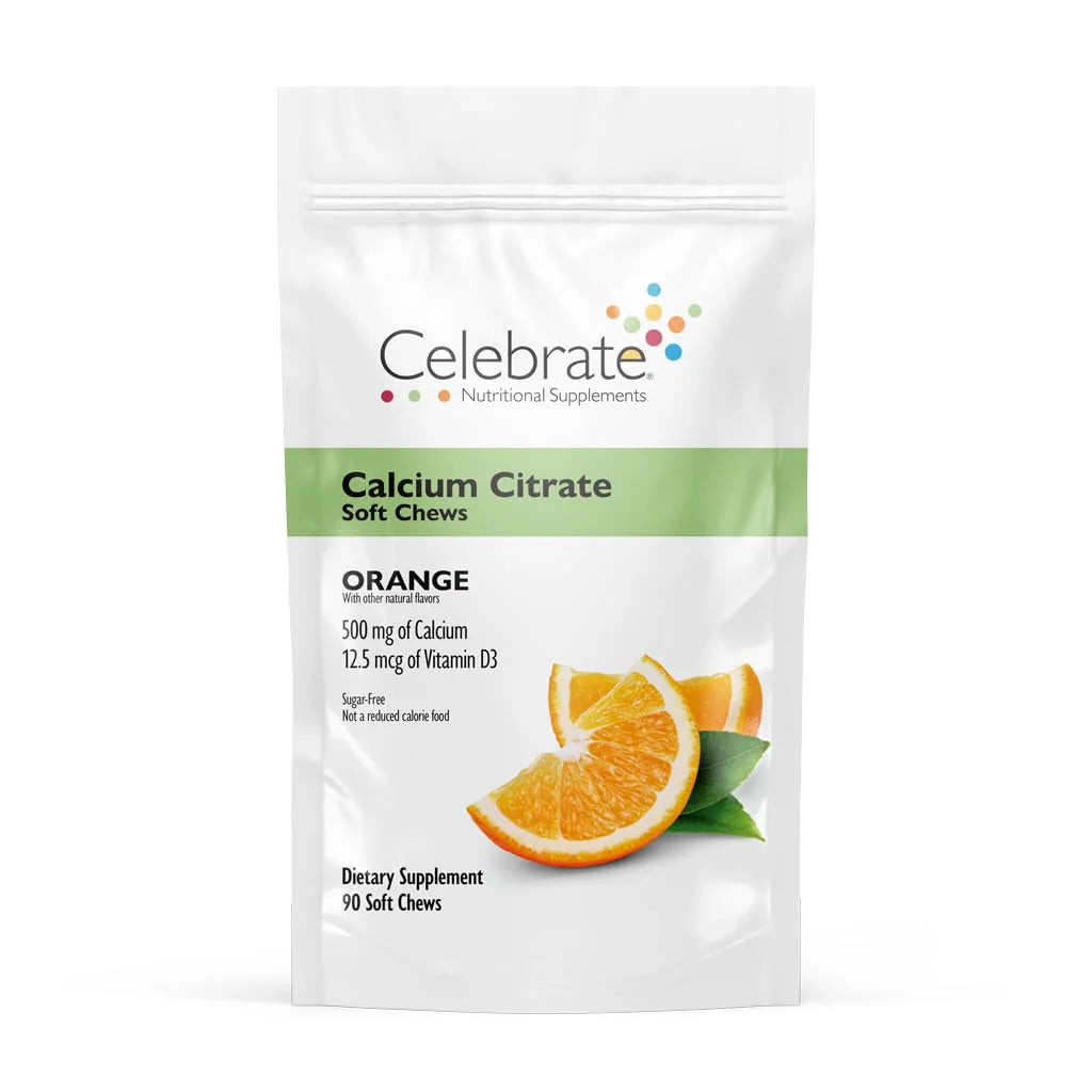 Calcium Citrate Soft Chews 500mg Vitamin D3 Sugar & Gluten Free Orange 90 Count W623