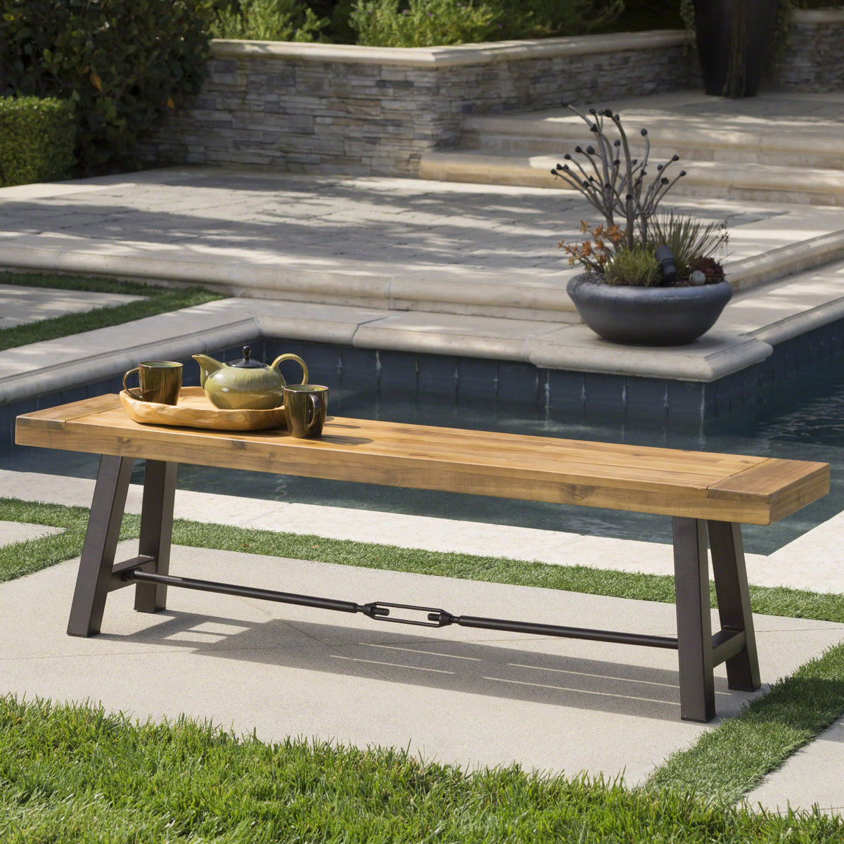 Teak Wood Patio Dining Bench B366381