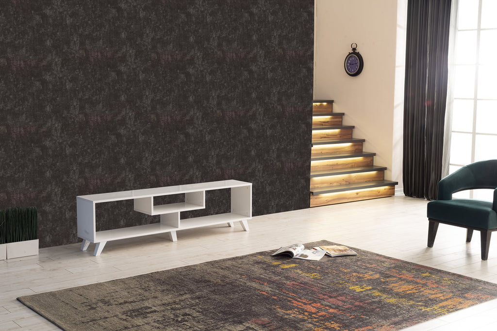 White Wood Tv Stand with Shelf C2055