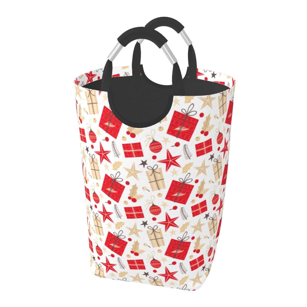 Collapsible Laundry Basket Hamper, Red Christmas Print 50L E17749
