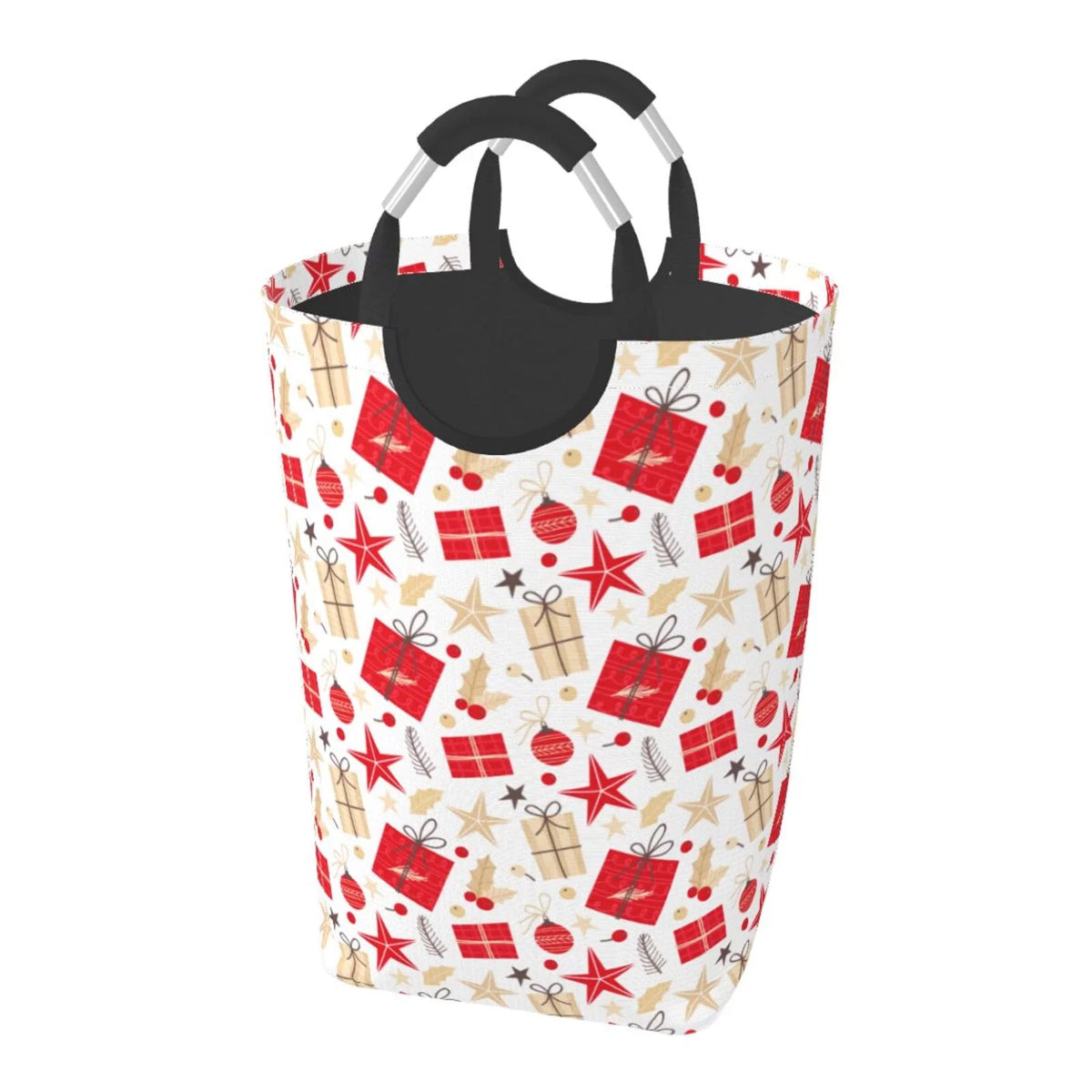 Collapsible Laundry Basket Hamper, Red Christmas Print 50L E17749
