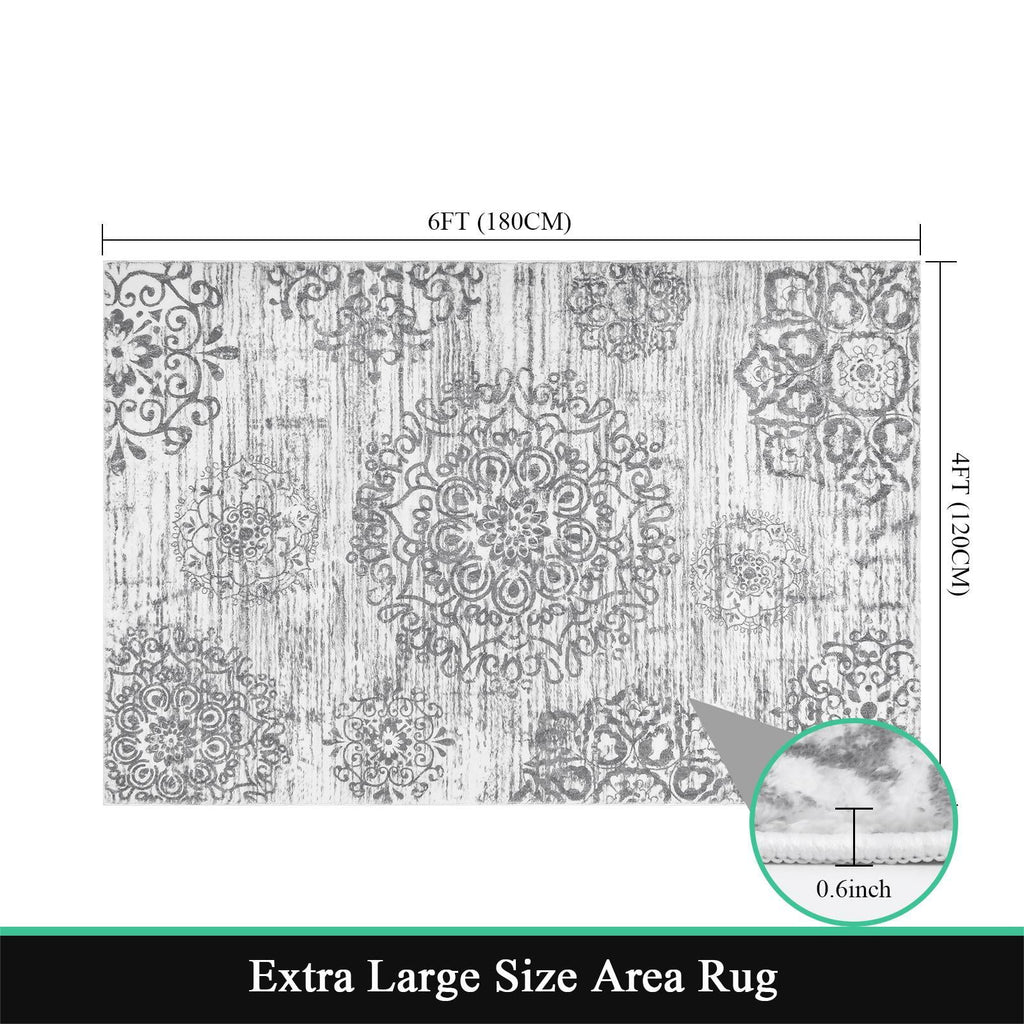 Boho Non-Slip Washable Area Rug 4'x6' A307419