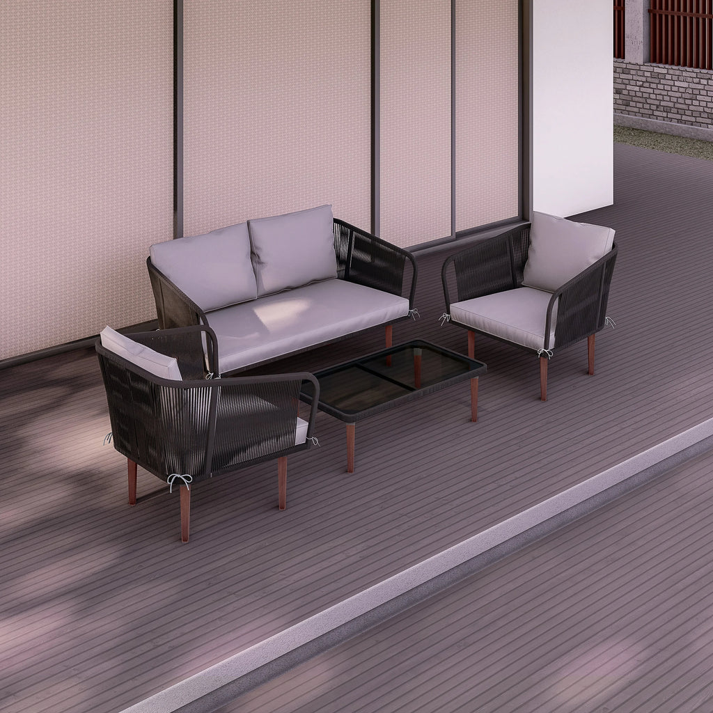 Black/Gray 4-Piece Patio Sofa Set L232527