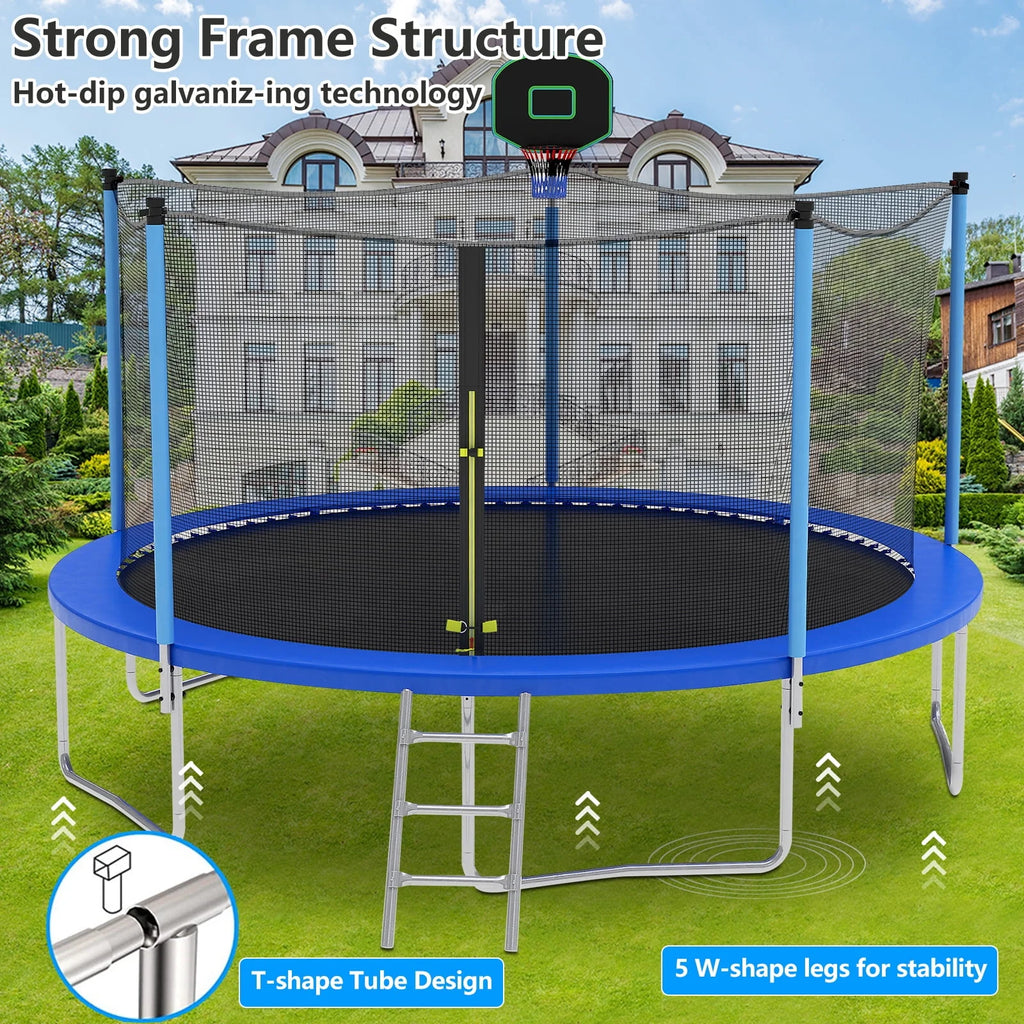 10ft Trampoline with Basketball Hoop and Enclosure Net B7073