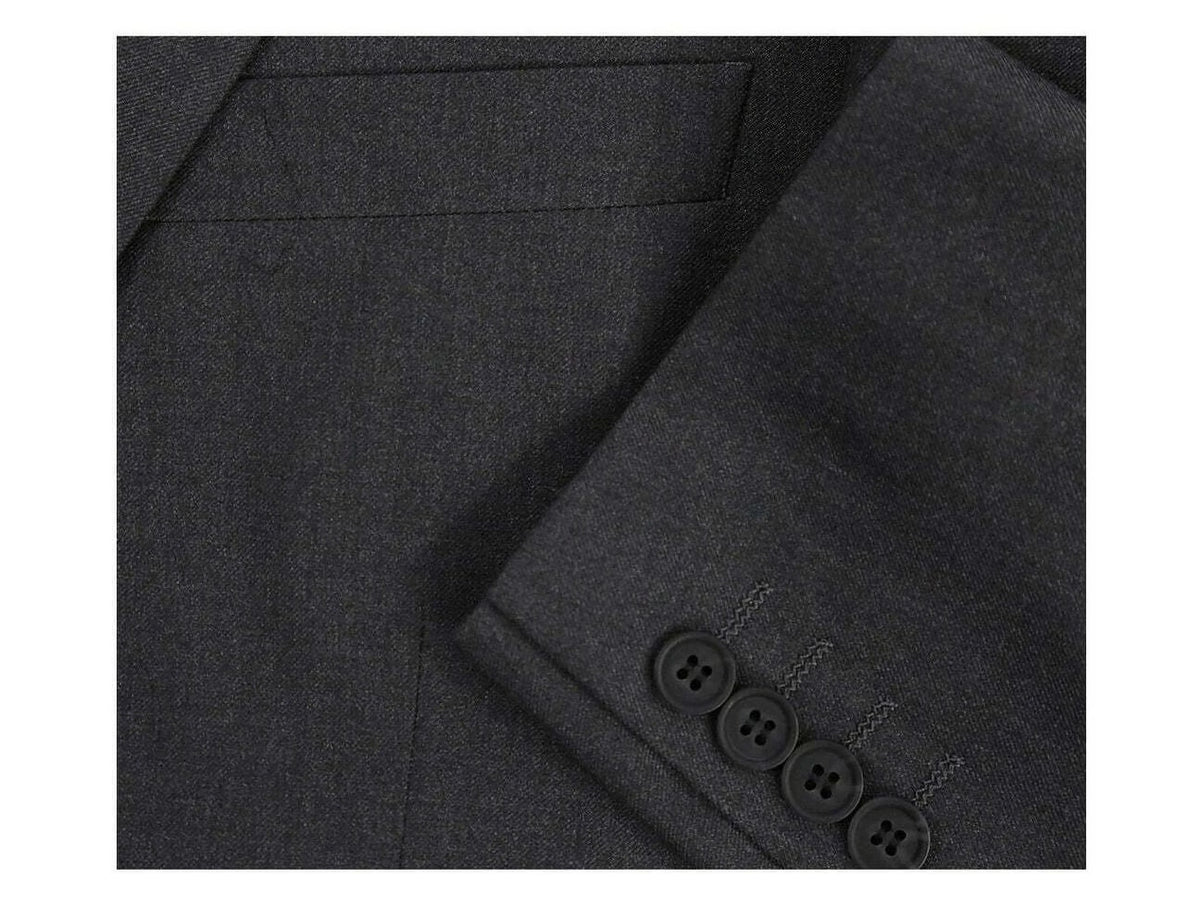 Charcoal Gray Solid Two Button Slim Fit Suit E900782