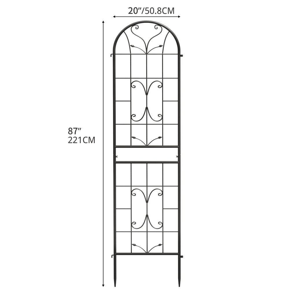 Metal Garden Arch Trellises 2 Pack Black Rust-Resistant A5143