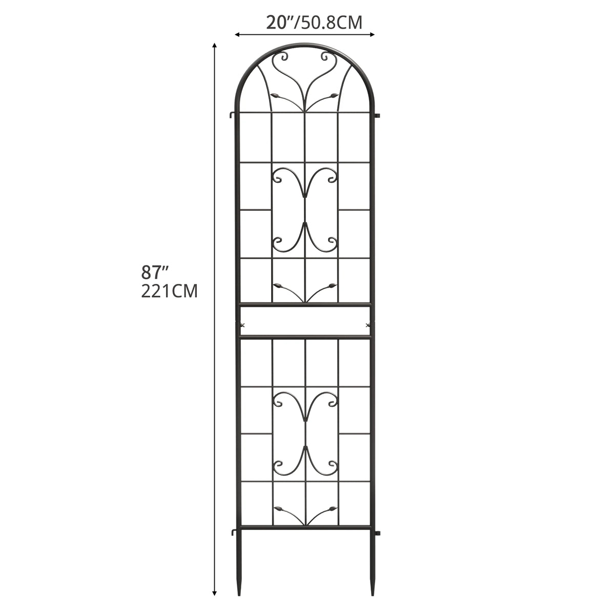 Metal Garden Arch Trellises 2 Pack Black Rust-Resistant A5143