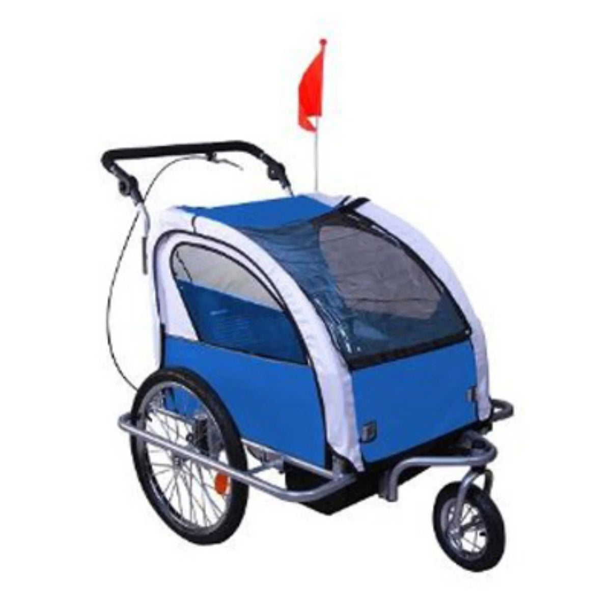 Blue 2-In-1 Double Child Bicycle Cargo Trailer And Jogger Y862972