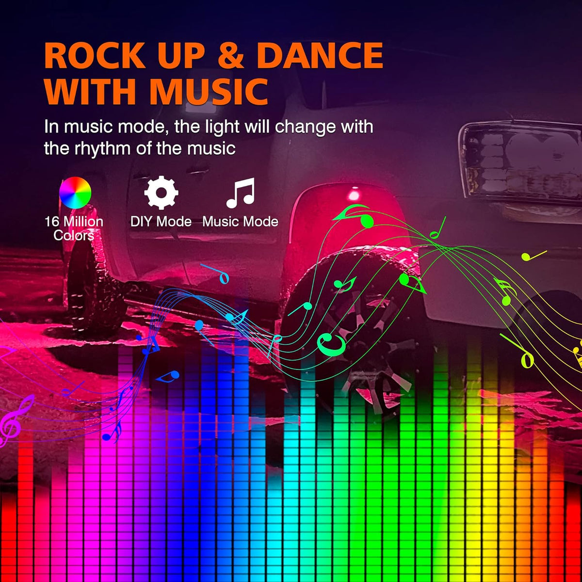 4 Pods Multicolor RGB LED Rock Lights Waterproof Y29829