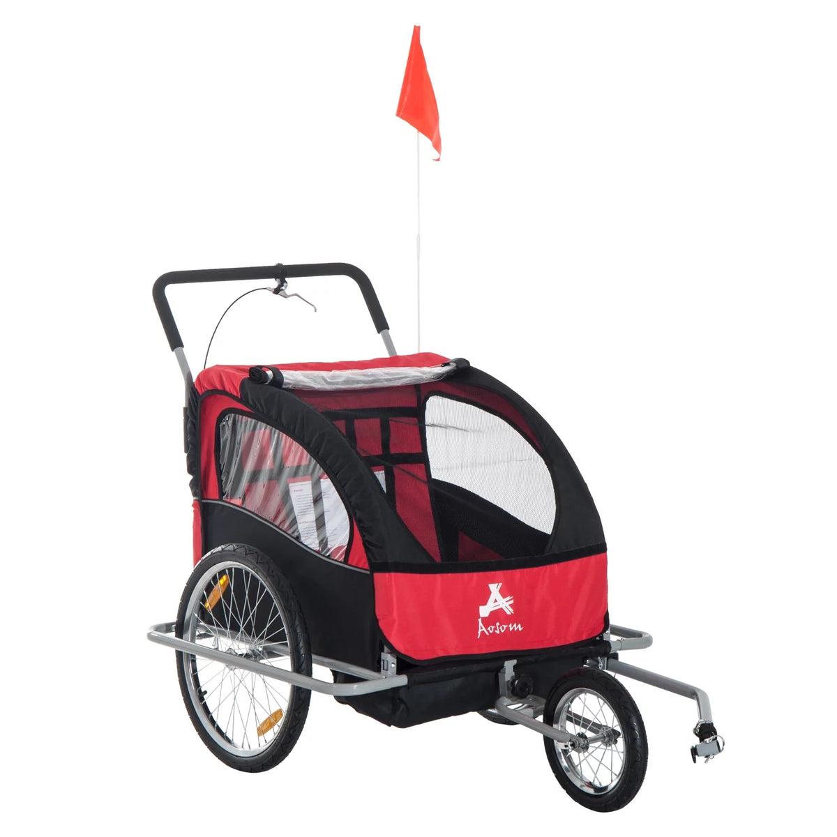 Blue 2-In-1 Double Child Bicycle Cargo Trailer And Jogger Y862972