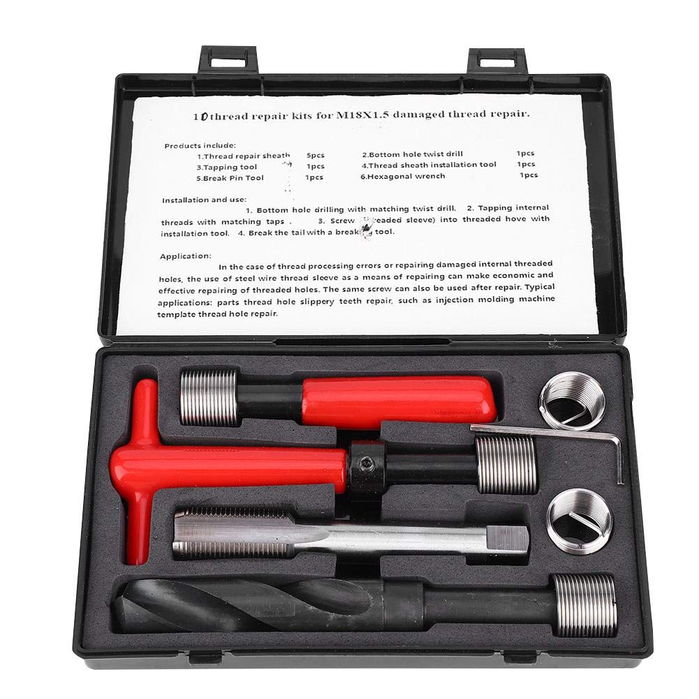Thread Repair Kit, Metric M18x1.5mm Stainless Steel Insert Kit, Pack of 2 M6918