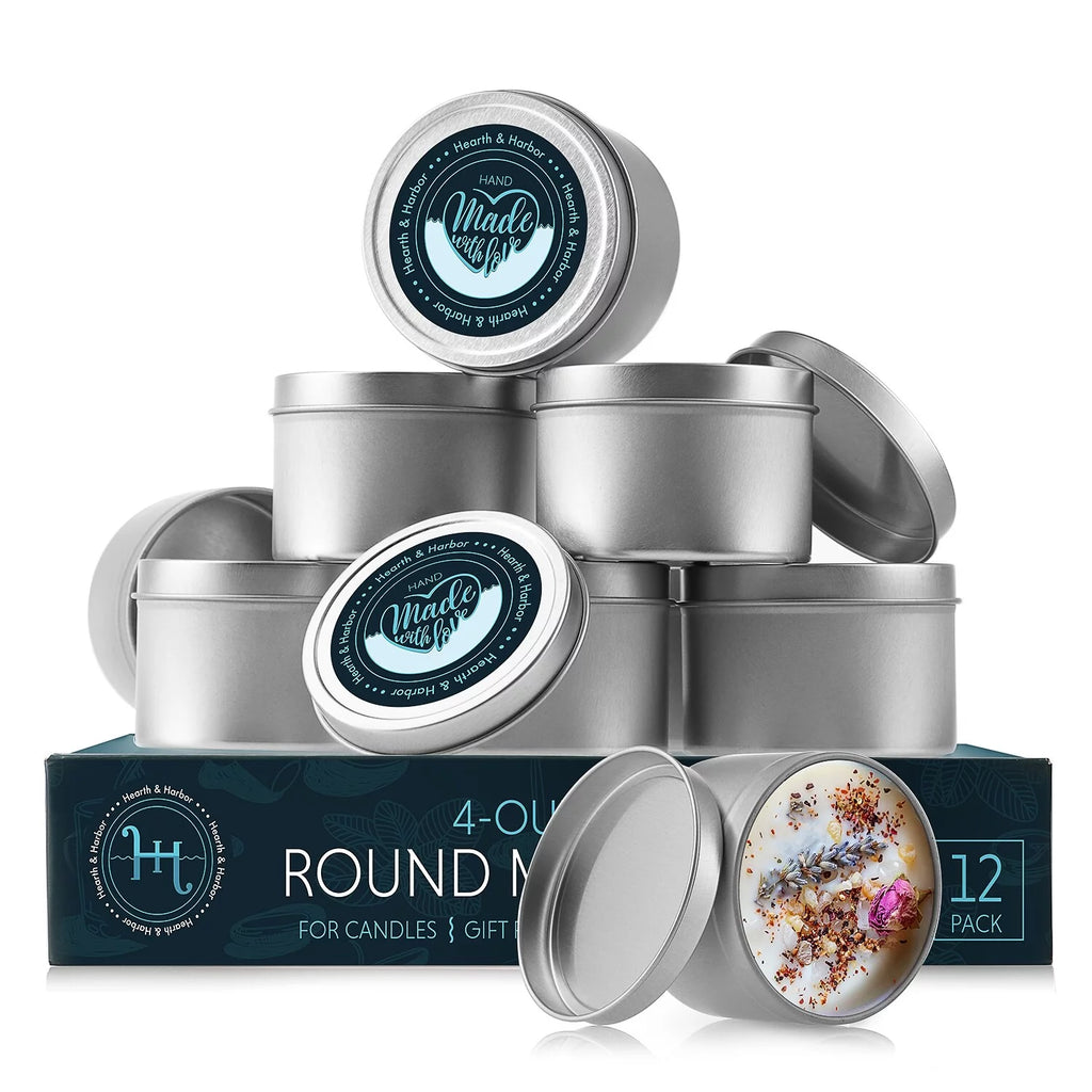 Candle Tins with Lids Stainless Steel 4Oz Set of 12 P220