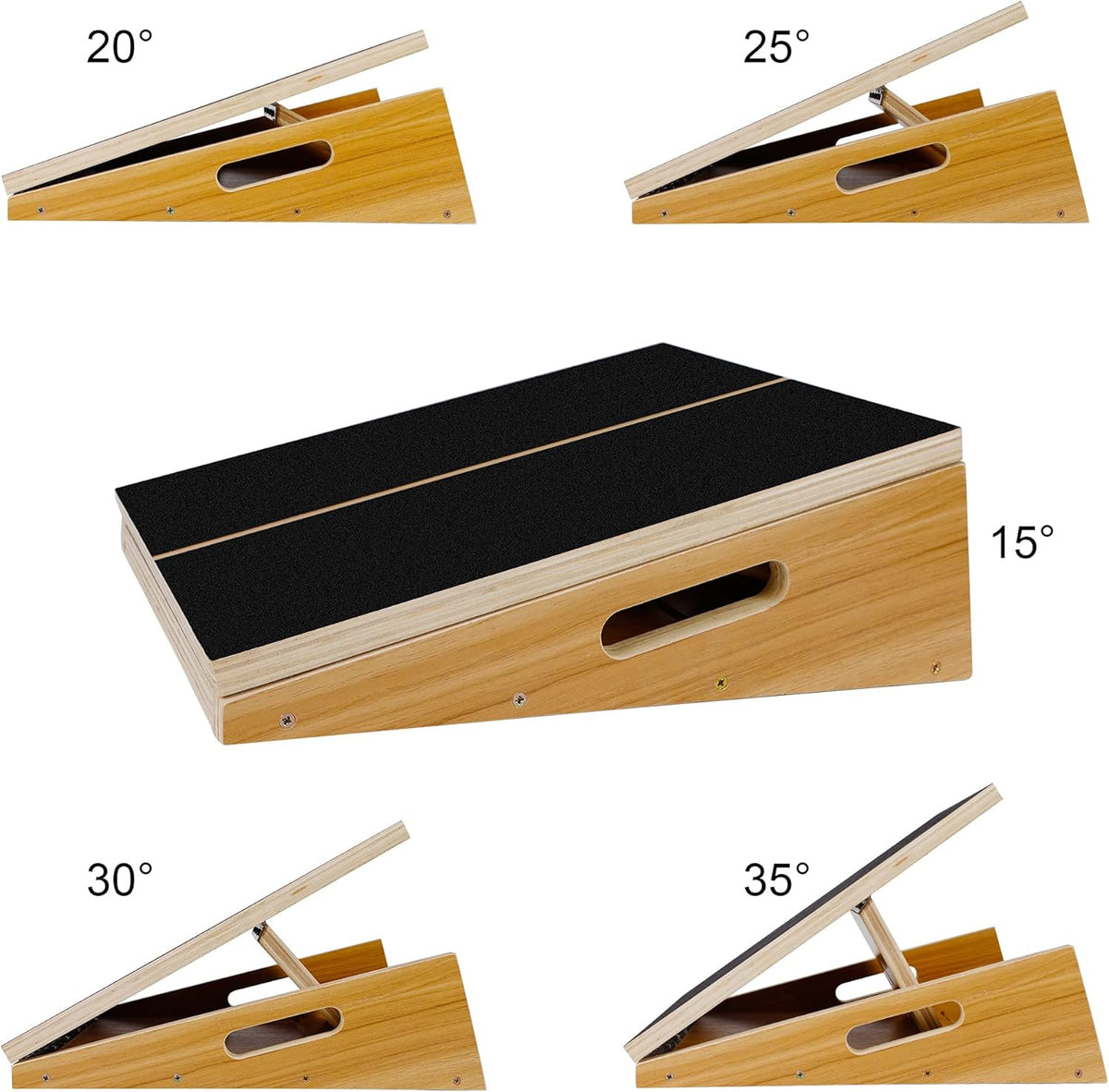 Wooden Slant Board, Adjustable Incline Board, Non-Slip Stretching Board, Pack of 2 F524