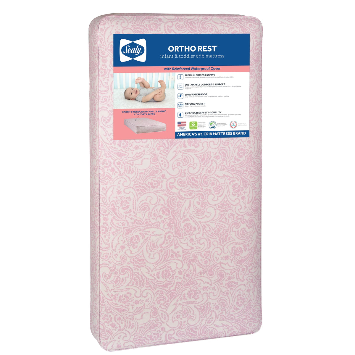Pink 150 Coil Baby Crib & Toddler Mattress P174582