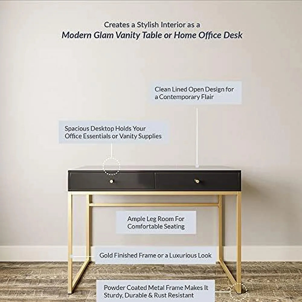 White Vanity Desk with 2 Drawers K657383
