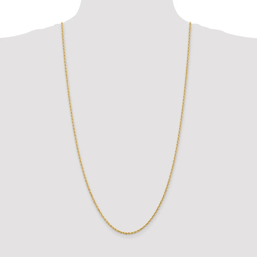 14kt Yellow Gold Diamond Cut Rope Chain 30 inch Lobster Clasp X831