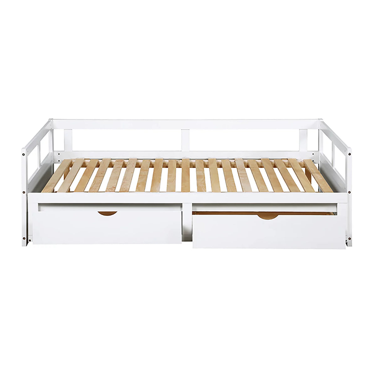 Solid Wood Twin Size Extending Daybed with Two Storage Drawers, White W1727
