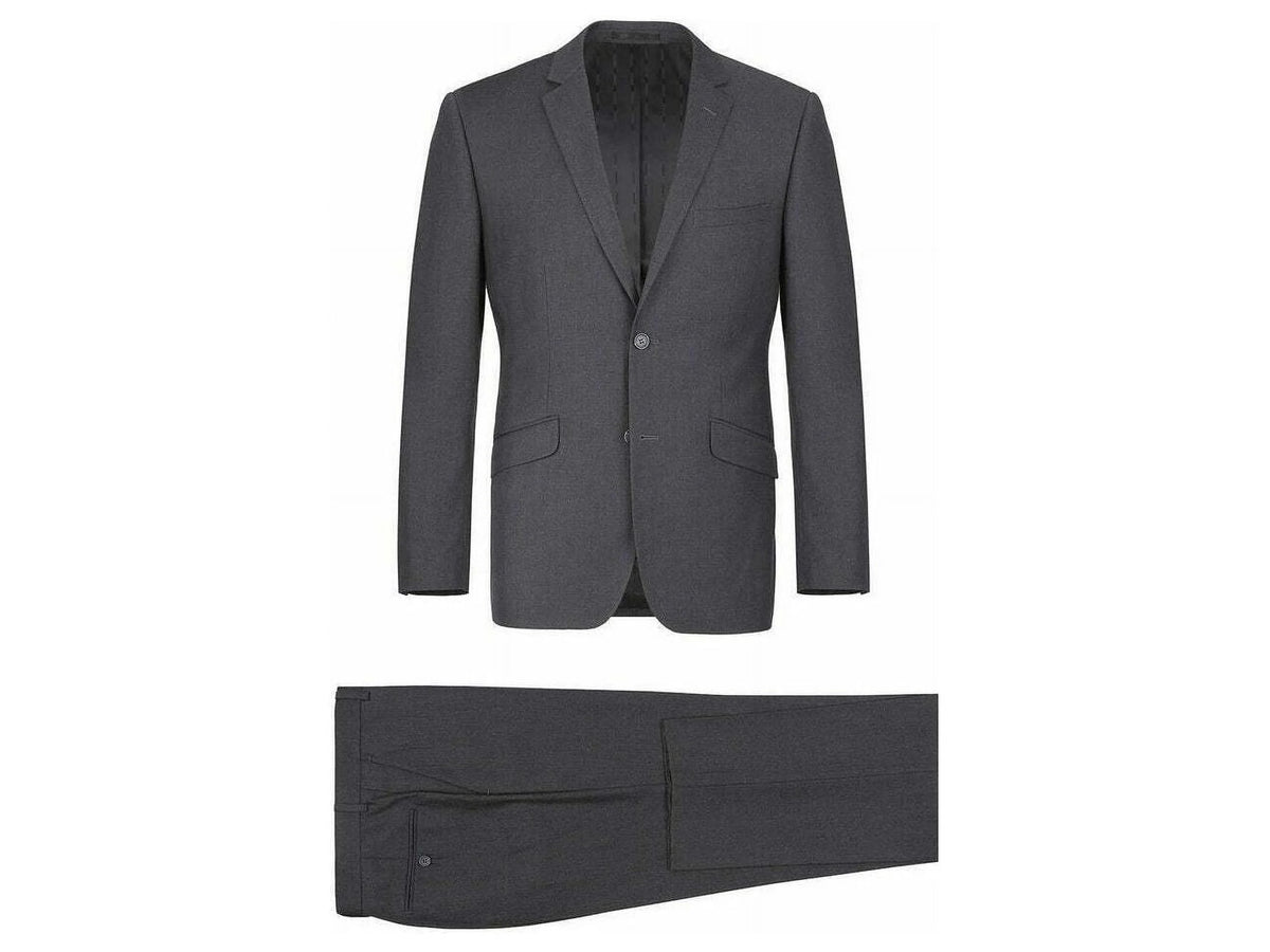 Charcoal Gray Solid Two Button Slim Fit Suit E900782